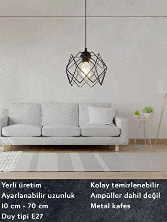 PRİME Ayarlanabilir Metal Çok Kare Tavan, Mutfak,Banyo, Salon, Çocuk Odası Avize 1 ADET