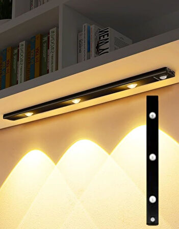 40cm Harekete Duyarlı led İnsan Vücudu Sensörlü Usb Sarj Taşınabilir Kablosuz Mutfak Elbise Dolabı Merdiven Led Cabinet Gece Lambası (1 ADET 40CM)