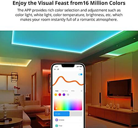 L3 Akıllı WiFi Led Şerit Işıklar, Yatak Odası, Oda için Alexa Led Şerit Işıklar, 5 m RGB 5050 Renk Değiştiren Led Işıklar, APP/Ses Kontrolü