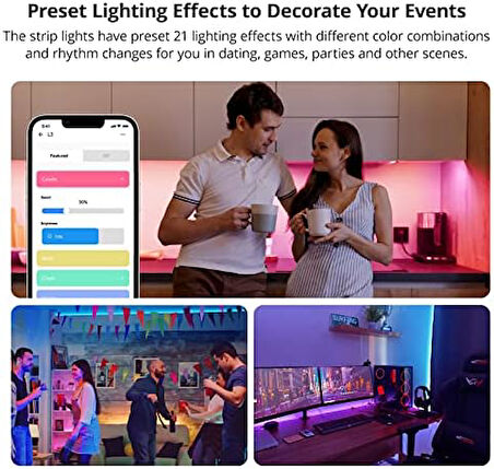 L3 Akıllı WiFi Led Şerit Işıklar, Yatak Odası, Oda için Alexa Led Şerit Işıklar, 5 m RGB 5050 Renk Değiştiren Led Işıklar, APP/Ses Kontrolü