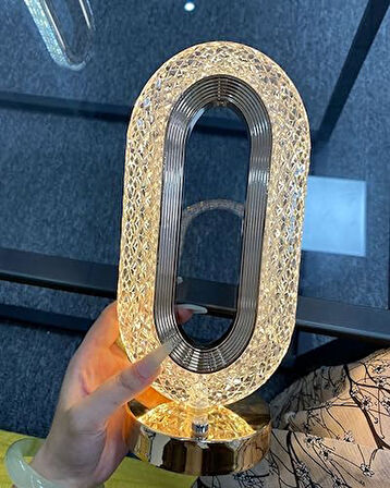 Akrilik Masa Lambası Krsital Elmas Dokunmatik Açma Kapama 2 Farklı Renk Tonu 3D Tasarım Farklı Atmoster Lambası Şarj Edilebilir Oturma Odası Salon Yatak Odası Lambası 12cm x 26cm TL030