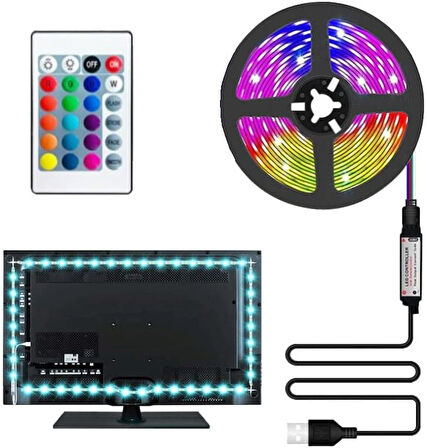 Arkası Ambians Rgb Led Seti Usb'li Kumandalı 3 Metre CT-4566