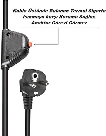 Akım Korumalı Grup Priz, 5 li Priz,1.5 Metre Kablolu, 3 Usb li 3000w, 16 Amper, Kablo Üstünde Termal Koruma Sigortalı, Çocuk Korumalı, Topraklı (SIYAH-5)