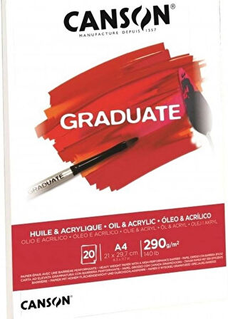 Graduate - C400110379 yağlı ve akrilik kağıt bloğu, DIN A5, 20 yaprak, 290 g/m²