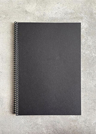 Tanıtım Kareli Spiralli Defter, A4 Boyut (21x29,7 cm), 60 Yaprak, 90gr. Ivory Kağıt, Ofis İçin İdeal, Planlayıcı (Siyah Kapak)