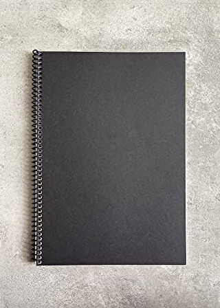 Tanıtım Kareli Spiralli Defter, A4 Boyut (21x29,7 cm), 60 Yaprak, 90gr. Ivory Kağıt, Ofis İçin İdeal, Planlayıcı (Siyah Kapak)