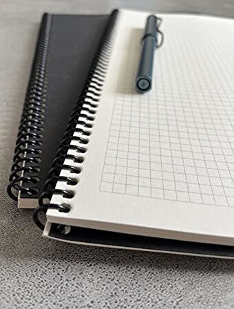 Tanıtım Kareli Spiralli Defter, A4 Boyut (21x29,7 cm), 60 Yaprak, 90gr. Ivory Kağıt, Ofis İçin İdeal, Planlayıcı (Siyah Kapak)