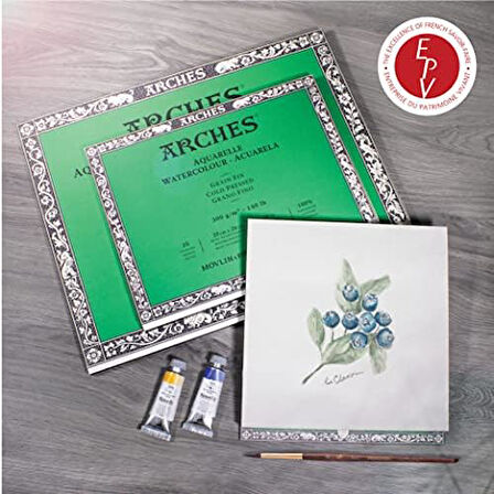 1795058 bloklu sulu boya kağıdı (18 x 26 cm, 4 tarafı yapıştırılmış, 300 g/m² ince tanecikli) 20 yaprak doğal beyaz