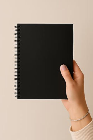 Tanıtım Çizgisiz Spiralli Defter, A5 Boyut (15x21 cm), 60 Yaprak, 90gr. Ivory Kağıt, Ofis İçin Uygun, Planlayıcı (Siyah)