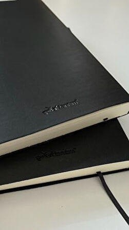 Tanıtım Defter, Çizgisiz Defter, Siyah Termo Deri Kapaklı Çizgisiz Defter, 128 Yaprak A5 Defter, Ofis ve Kırtasiye, Plan, Notebook (14cm x 21 cm)