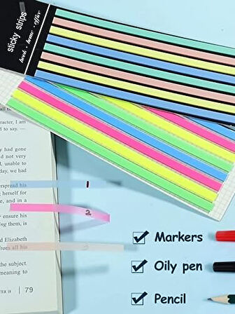 Sticky Notes Şeffaf Renkli Yapışkan Not Kağıtları Uzun Şeritler (Renk 1)