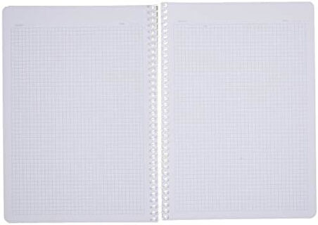 Pruva A4 Pet Spiralli Karton Kapaklı Defter 144 Yaprak - Kareli - Gri
