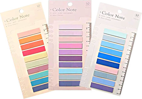 Sticky Notes Şeffaf Renkli Yapışkan Not Kağıtları Defter Yer İmleri Etiket Ayraç 3'lü Set(Gökkuşağı-1)