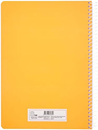 Pruva A4 Pet Spiralli Karton Kapaklı Defter 144 Yaprak - Çizgili - Turuncu