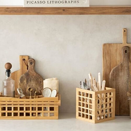 Mutfak Bambu Kare Modern Tasarımlı Kare Kaşıklık 131315 Cm