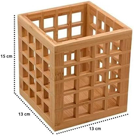 Mutfak Bambu Kare Modern Tasarımlı Kare Kaşıklık 131315 Cm
