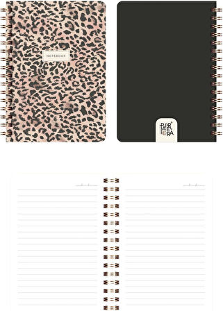 Cep Boy 10x14 cm Spiralli Çizgili Karton Kapak 3'lü Defter Seti Leopar