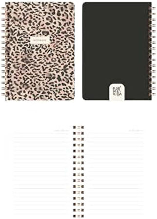 Cep Boy 10x14 cm Spiralli Çizgili Karton Kapak 3'lü Defter Seti Leopar
