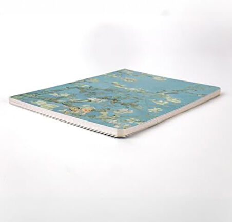Almond Blossoms, Van Gogh 1890, Vintage Defter I, Çizgisiz, 96 Sayfa, İplik Dikiş, Esnek Kapak, Yaldızlı Oval Kenar, Tuval Doku, 90 gram, Fildişi Renk, 14,8x21x1cm