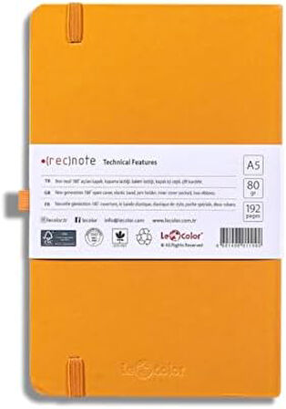 COLOR Tarihsiz Klasik Defter Rec Note 13x21 Çizgili Turuncu