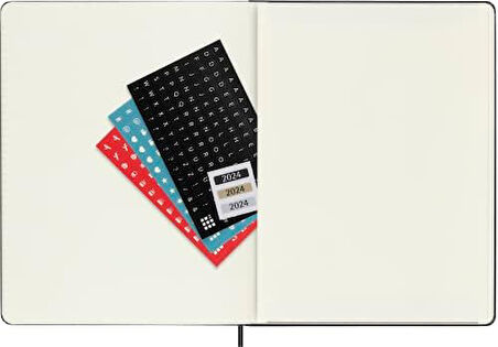 Haftalık Gündem Notlar için Alan 12 Ay 2024, Gündem 2024, Boyut XL 19x25, Sert Kapak ve Elastik Kapama, Renk Siyah, Hard Cover - XL