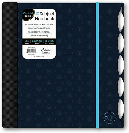 iQ Poly Fashion Cover 10 bölmeli not defteri, kolej çizgili, 27,9 x 21,6 cm, 250 yaprak, tasarımlar değişebilir (58912), modaya uygun baskı koyu
