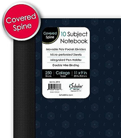 iQ Poly Fashion Cover 10 bölmeli not defteri, kolej çizgili, 27,9 x 21,6 cm, 250 yaprak, tasarımlar değişebilir (58912), modaya uygun baskı koyu
