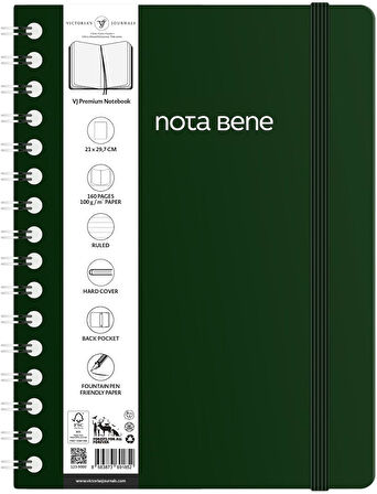 Bene Spiralli Premium Sert Kapak Defter, 21x29,7 cm, Çizgili