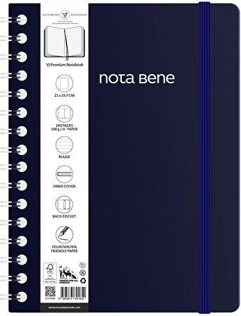 Bene Spiralli Premium Sert Kapak Defter, 21x29,7 cm, Çizgili