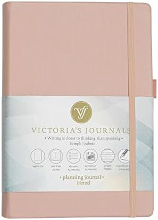 Sert Kapak Planlayıcı Çizgili Defter, 14x20 cm-Pembe