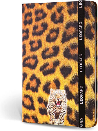 Color Kumaş Defter Çizgili Lastikli Leopar