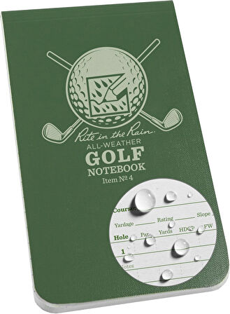 in the Rain All Weather Golf Not Defteri, 8,9 x 15,2 cm, Green Field Flex, Club Yardage Book & Hole Notes (No. 4)