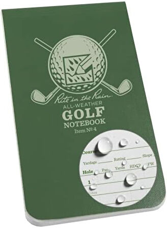 in the Rain All Weather Golf Not Defteri, 8,9 x 15,2 cm, Green Field Flex, Club Yardage Book & Hole Notes (No. 4)