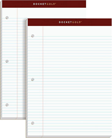 Double disket Gold Writing "Tablet, 8 - 1/2 x 11 - 3/10,2 cm, delikli, 3-delik delikli, beyaz, dar, Rule, 100 yaprak Pro blok, 2 PADS Pro Pack (99706)