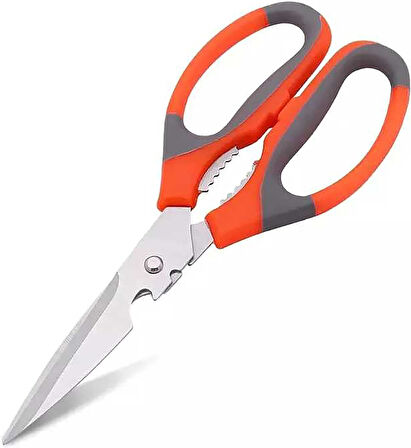Ergonomik Mutfak Makası, Turuncu-Gri, Paslanmaz Çelik