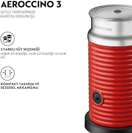Aeroccino 3 Süt Köpürtücü, Kırmızı