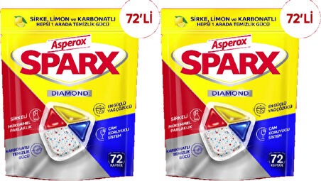 Asperox Sparx Diamond Bulaşık Makinesi Kapsülü 2x72 li 144 Kapsül