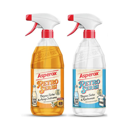 Asperox Retro Serisi 1 Litre Beyaz Sirke & Arap Sabunu ve Beyaz Sirke & Karbonat 