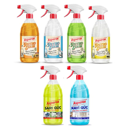 Asperox Retro Serisi 1 Litre 4 lü + Sarı Güç 1 lt + Mavi Güç 1 lt - 6 lı Karma Paket