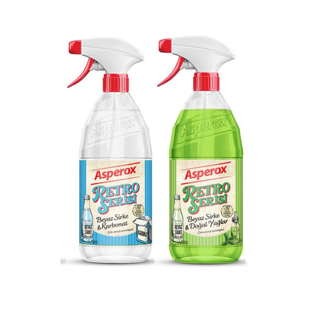 Asperox Retro Serisi 1 Litre Beyaz Sirke & Doğal Yağlar ve Beyaz Sirke & Karbonat