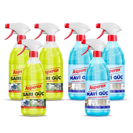 ASPEROX Sarı Güç + Mavi Güç Sprey 6 x 1 Lt Karma Paket