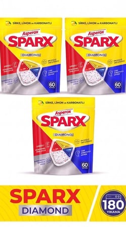ASPEROX Sparx Diamond Bulaşık Makinesi Tableti 60'lı 3 ADET