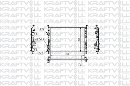 Fiat Motor Radyator Palıo 1,2 Albea 1,2 / 1,6 Klimalı (2 Sira Al+pl Sistem) / (520*378*23) (mt) - Kraftvoll 08040083