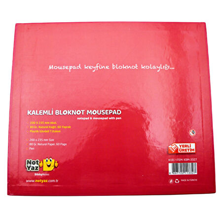 NotYaz 23x27 60 Yaprak Kalemli Bloknot Mousepad Haftalık Planlayıcı  AKLINDA TUT (KBM-3327)