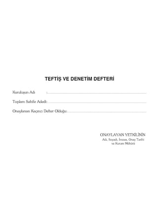 TEFTİŞ DENETİM KAYIT DEFTERİ 200 SAYFA SERT KAPAKLI