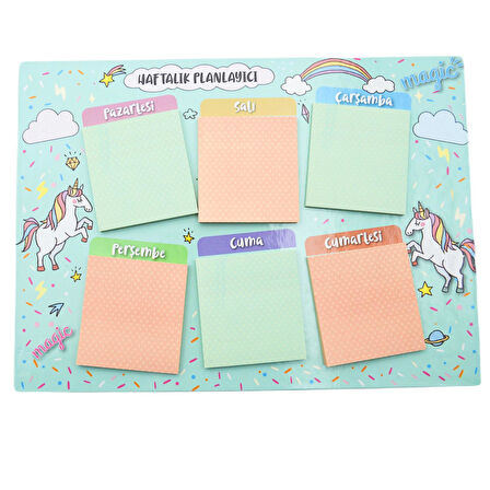 NotYaz 29x21 50 Yaprak 6 Blok Başarı Haftalık Planlayıcı Unicorn (BH-3679)