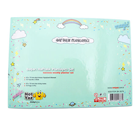 NotYaz 29x21 50 Yaprak 6 Blok Başarı Haftalık Planlayıcı Unicorn (BH-3679)