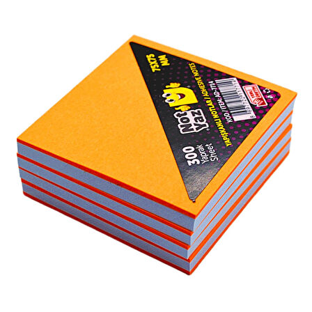 NotYaz 75x75 300 Yaprak Yapışkanlı Küp Not 300 Yaprak Turuncu-Beyaz (AD-7714)