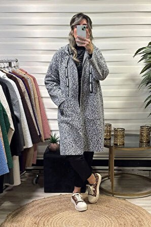 Kapüşonlu Pelüş Teddy Kırçıklı Buklet Hırka – Yumuşak Dokulu, Oversize Rahat Kesim 40-60 Beden