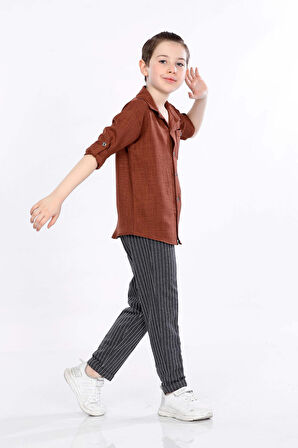 Mornio Erkek Çocuk Gömlek ve Pantolon 2 li Takım VF24KMR5108788